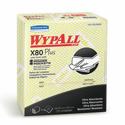 KCP wypall X-80 paños amarillos x 30 und (33 cm x 33.5 cm)