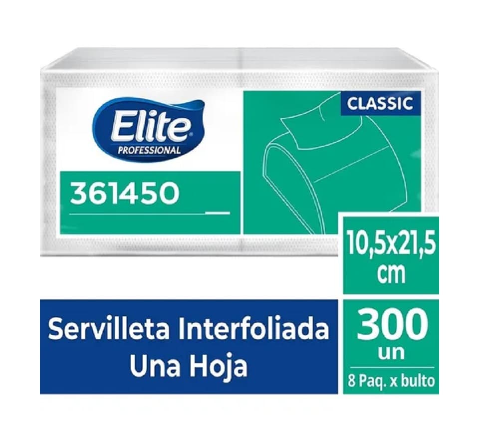 Elite servilleta blanca p/disp (10.5 x 21.6 cm) 8x300 hjs