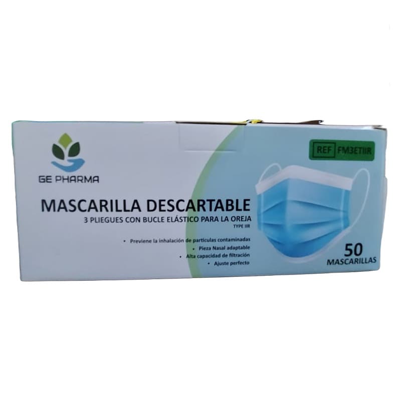 Mascarillas celestes t/capa clip nasal caja x 50 und