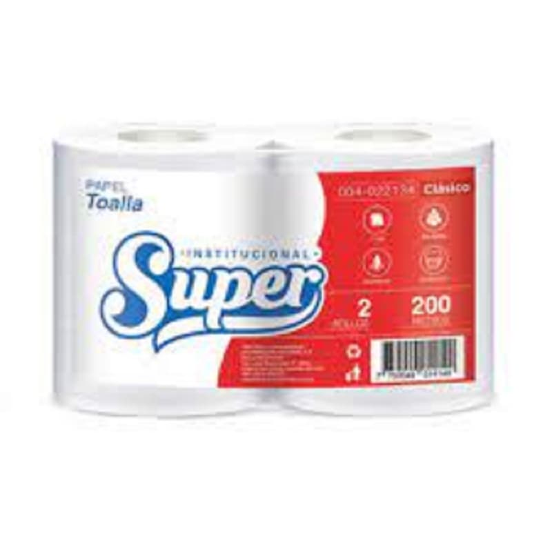 Super papel toalla rollo blanco 2x200 mts (rojo)