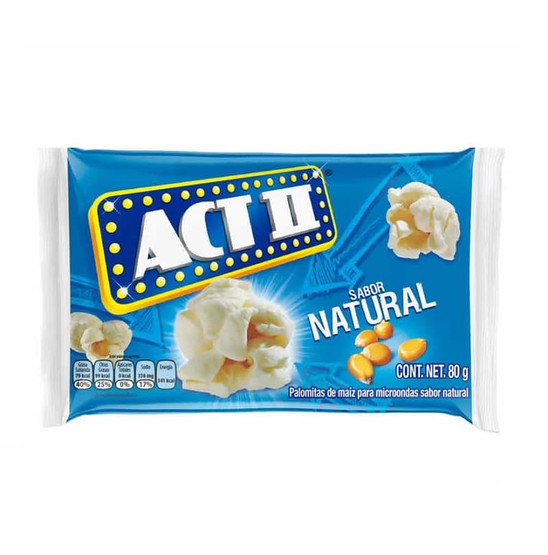 Pop corn "Act II" natural 80 gr x 4 und