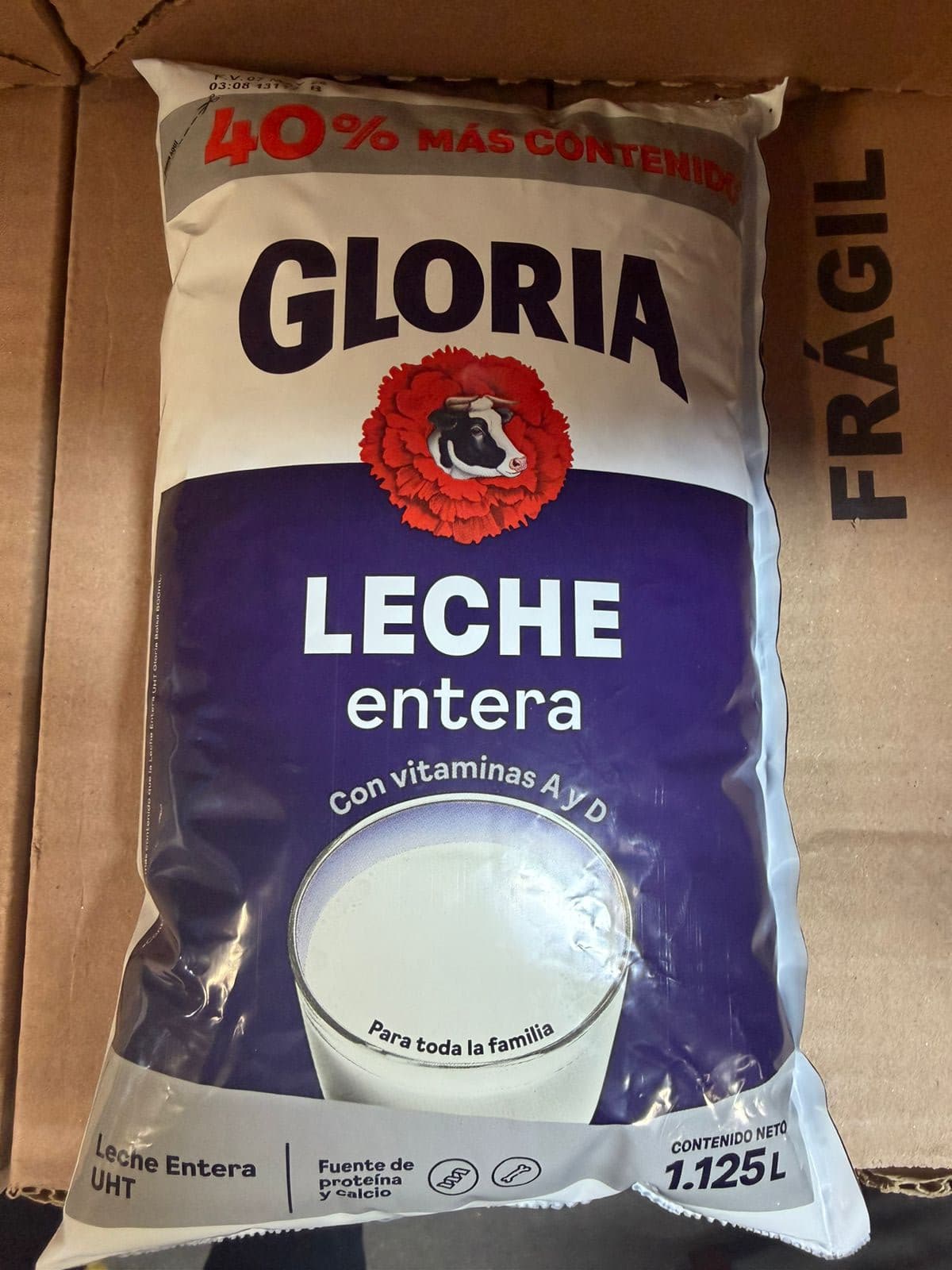 Gloria leche entera bolsa azul x 1.125 lt x 10 und