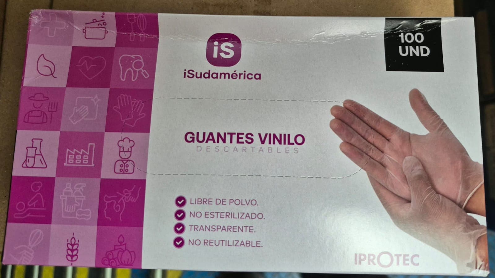 Guantes de vinilo caja x 100 und t/l