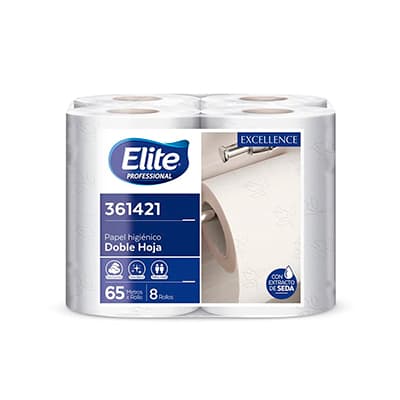 Elite papel higiénico rollito x 65 mts d/h 8 und