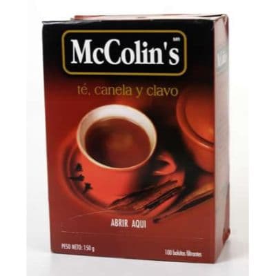 Mc colins te canela y clavo caja x 100 sobres filtrante
