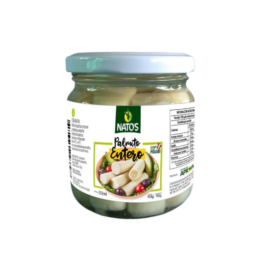 Palmitos enteros "Natos" frasco x 212 ml