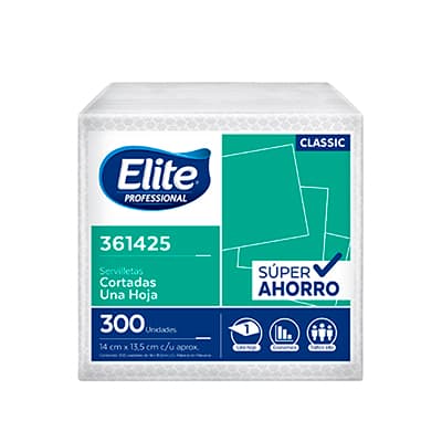 Elite servilleta blanca (14 x 13.5 cm) 18 x 300 hjs