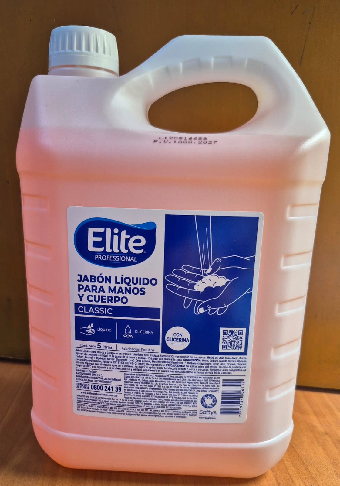 Elite jabón líquido glicerina galón x 5 lt