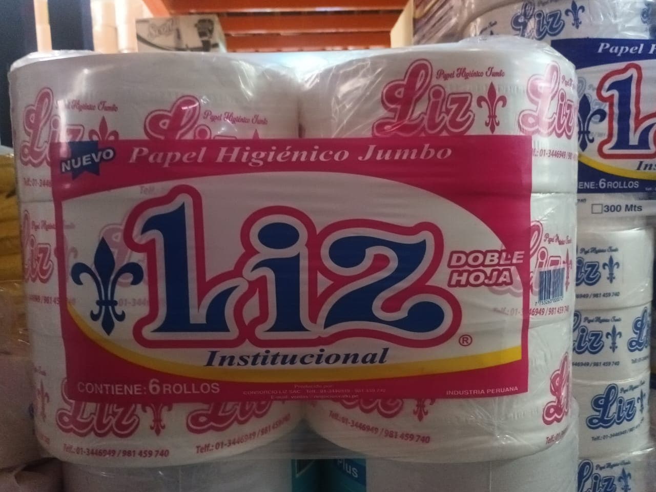 Papel higiénico jumbo d/h "Liz" rollo x 250 mts rosa