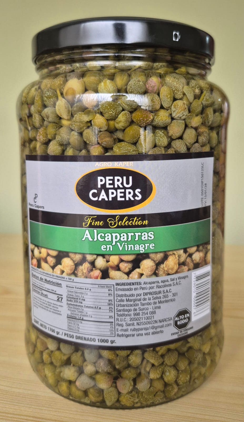 Alcaparras frasco x 1700 gr (peru capers)