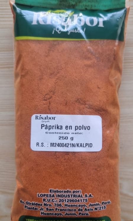 Especias paprika en polvo "Risabor" bolsa x 250 gr