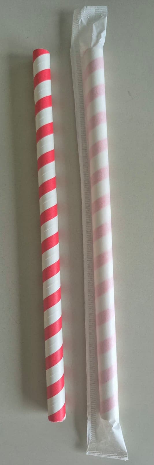 Descartables sorbetes/cañitas papel bicolor grueso 21 cm x 100 und