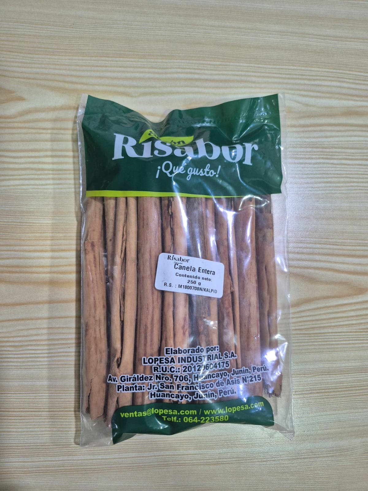 Especias canela entera "Risabor" x 250 gr