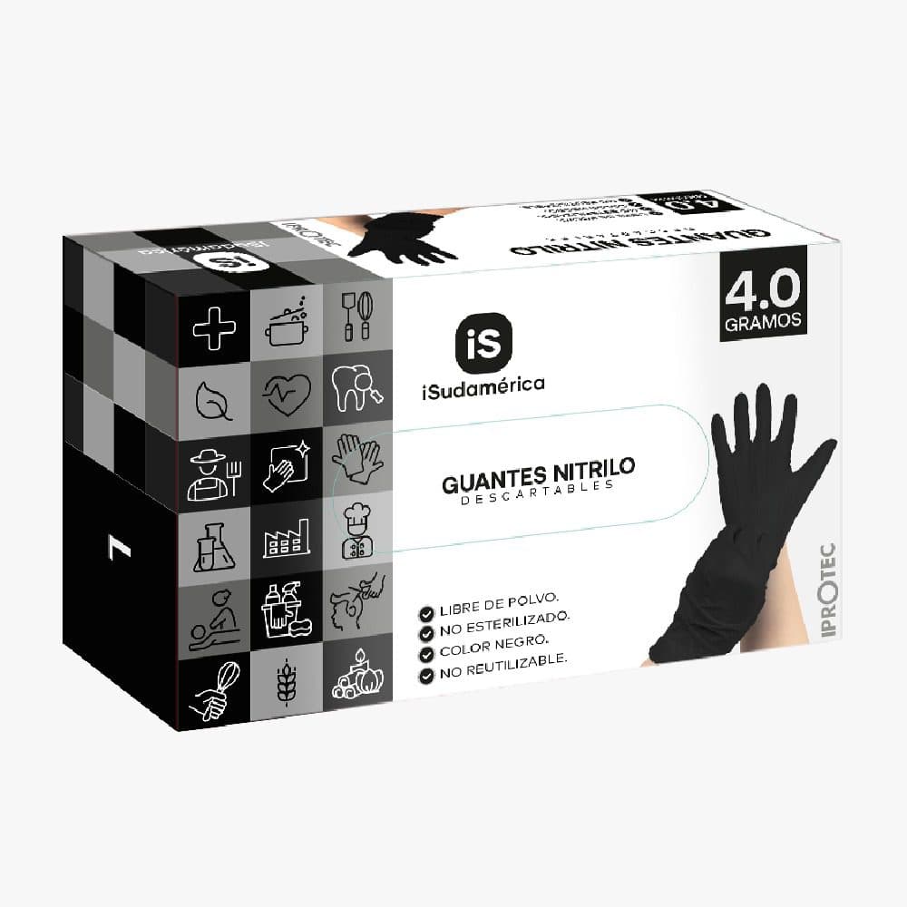 Guantes de nitrilo negro m caja x 100 und