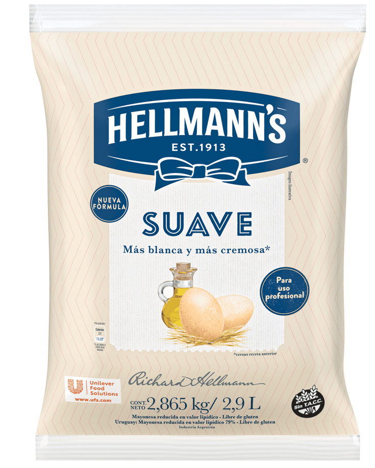 Hellmanns mayonesa suave bolsa x 2865 gr
