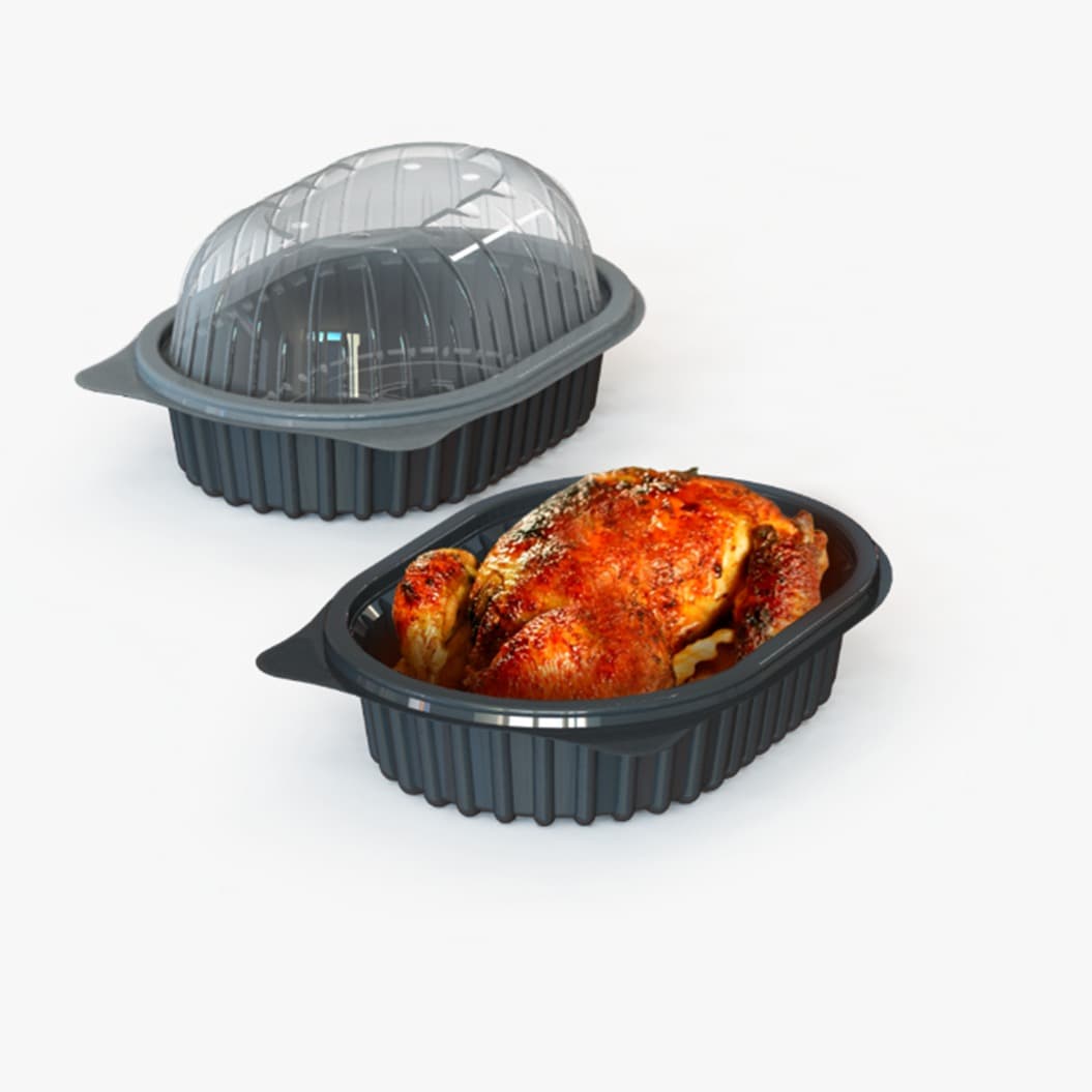 Descartables pack domo+ base pollero caja 180 und