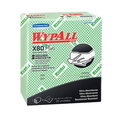KCP wypall X-80 paños verdes x 30 und (33 cm x 33.5 cm)