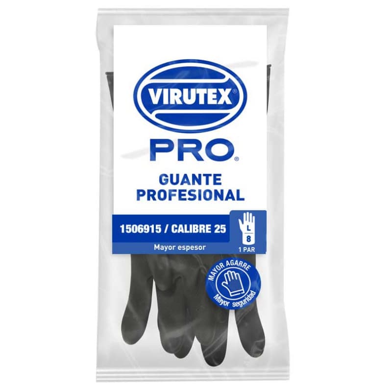 Guantes negros profesional virutex calibre 25 t/8 x 1 par