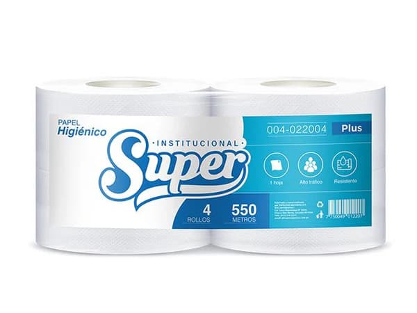 Super papel higiénico jumbo 4 x 550 mts (azul)
