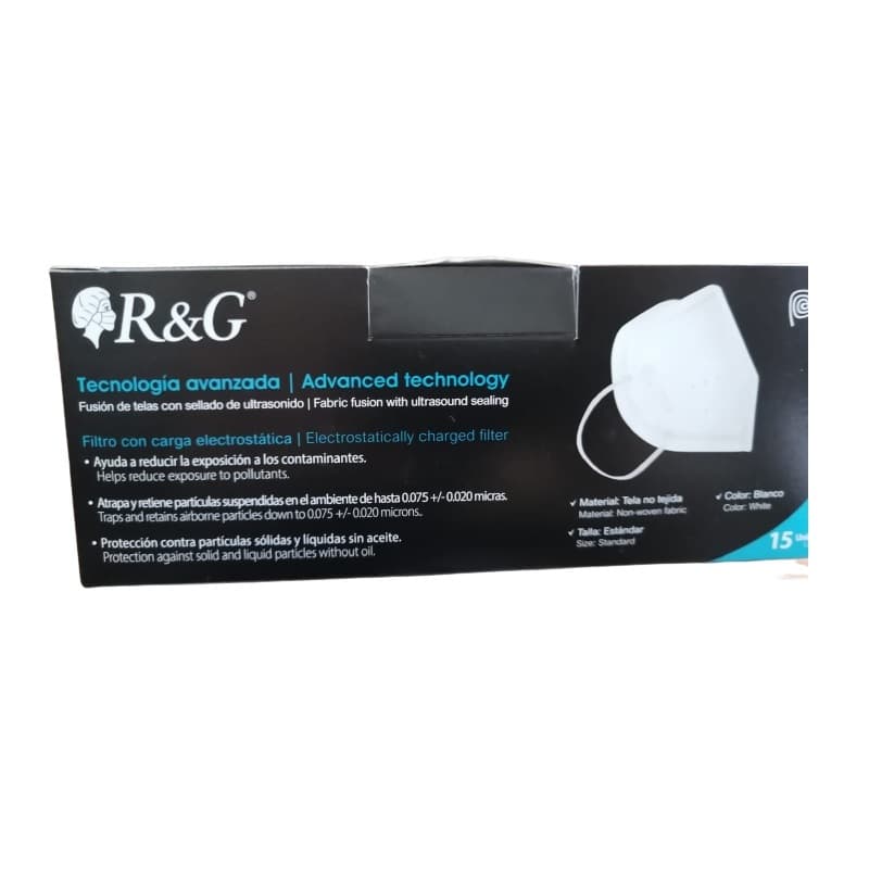 Mascarillas blancas kn95" 98% caja x 15 und