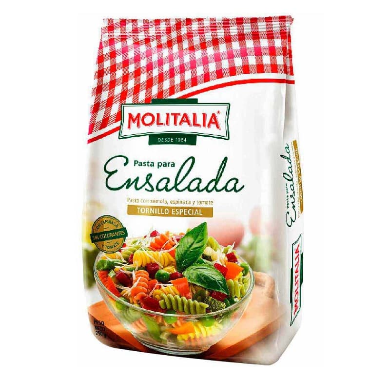 Molitalia fideos fusilli colores 20 bolsas x 235 gr