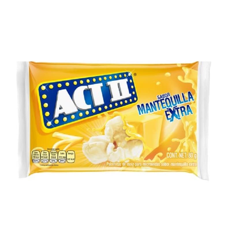 Pop corn "Act II" mantequilla extra 80 gr x 4 und
