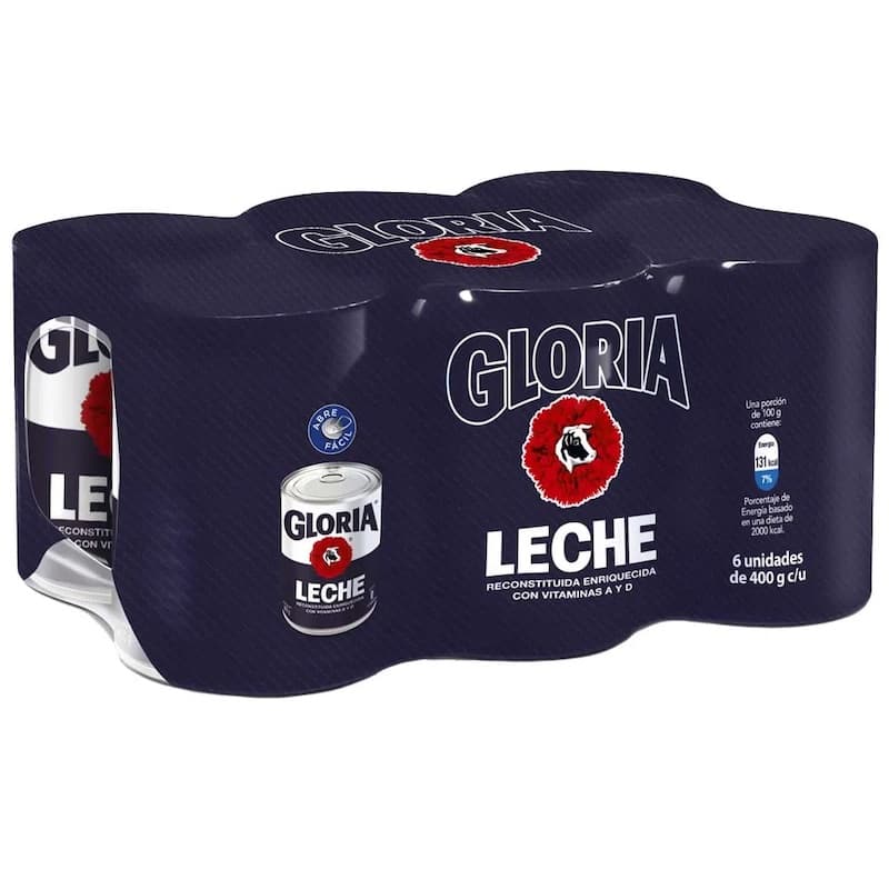 Gloria leche reconstituida lata azul x 390gr x "Sixpack"