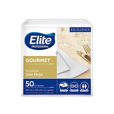 Elite servilleta blanca gourmet (40x40 cm) 12 x 50 und