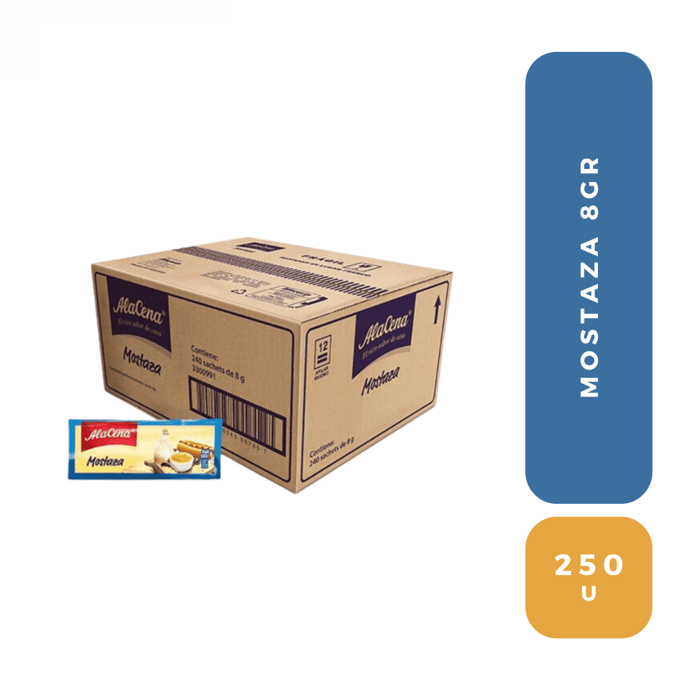 Alacena mostaza sachet 8 grs.caja x 250 und