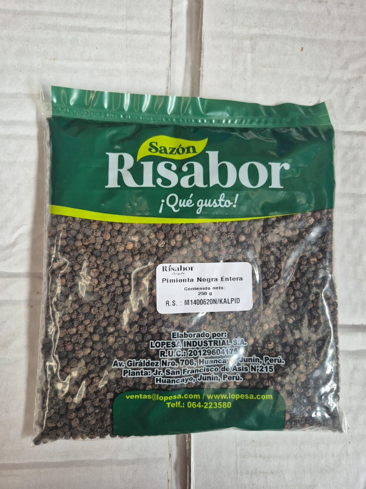 Especias pimienta negra entera "Risabor" x 250 gr