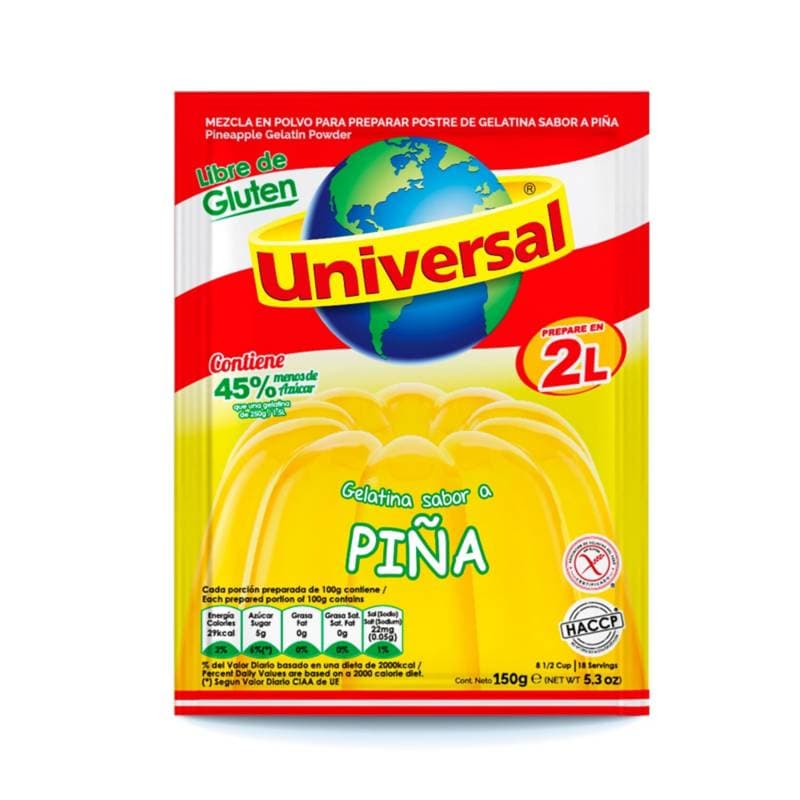 Universal gelatina de piña x 130 gr display x 12 und