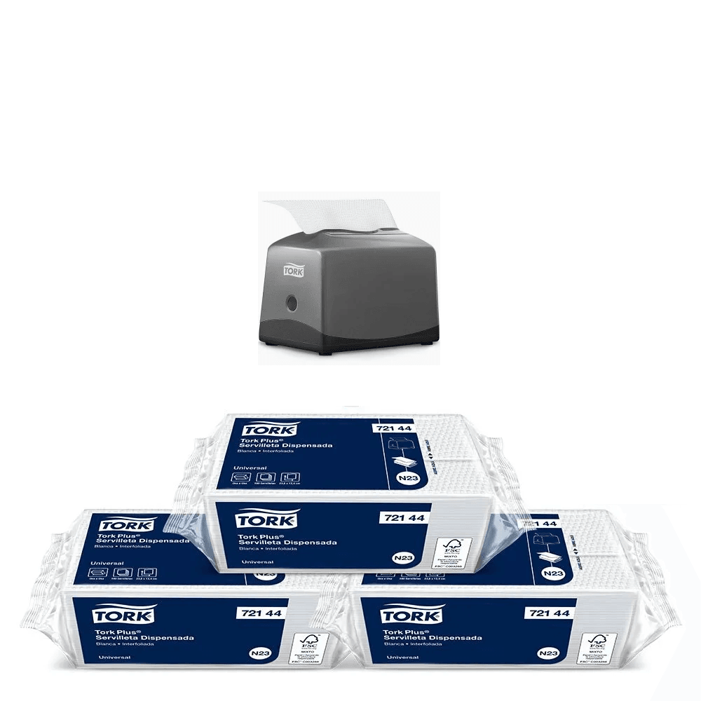 Tork servilleta blanca plus p/disp (13.4x23.8 cm) 45x100 hjs