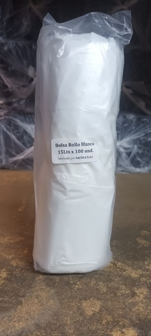 Bolsas blancas 15 lt (41 x 60 cm) rollo x 100 und