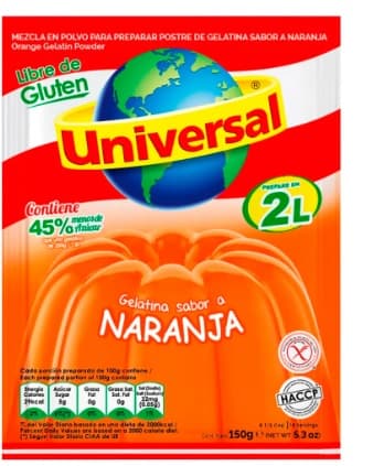 Universal gelatina de naranja x 130 gr display x 12 und