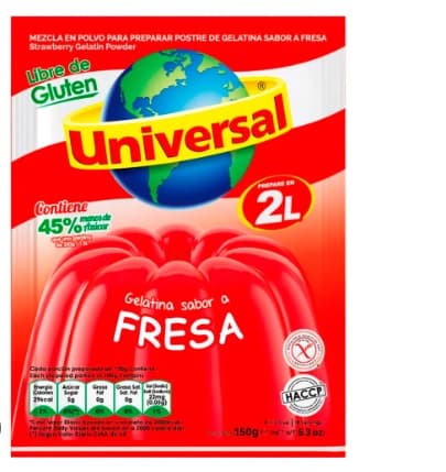 Universal gelatina de fresa x 130 gr display x 12 und