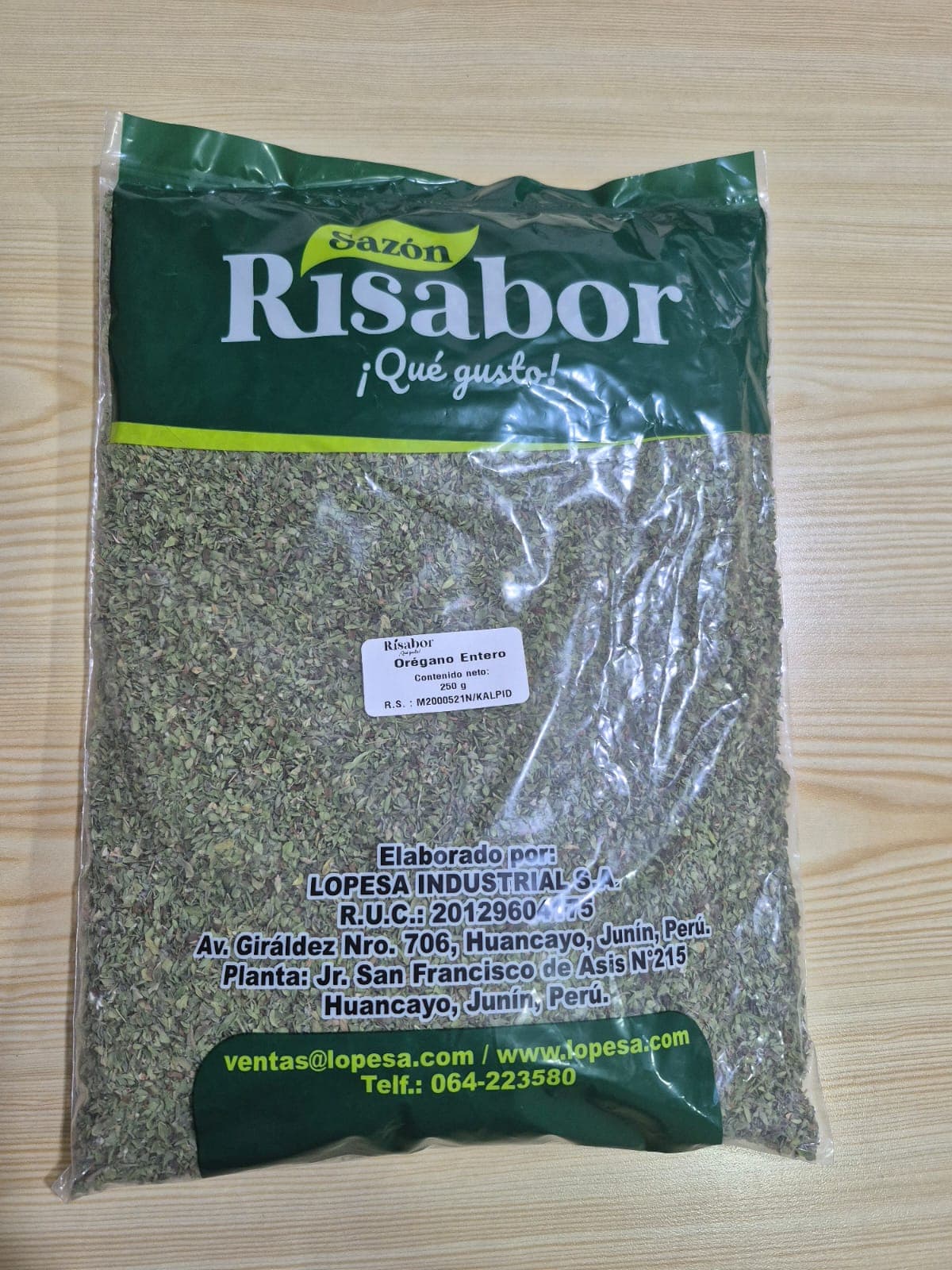 Especias oregano entero "Risabor" x 250 gr