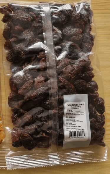 Frutos secos pasas morenas bolsa x 500 gr