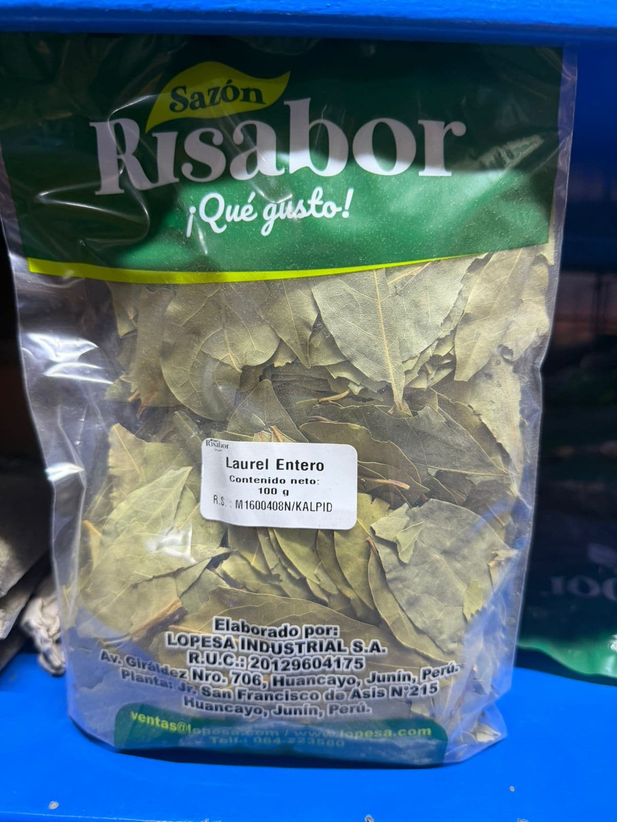 Especias hojas de laurel "Risabor" bolsa x 100 gr